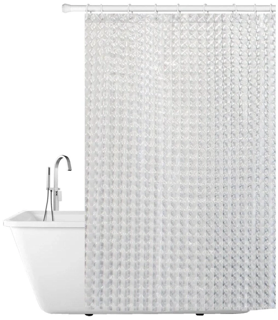 Шторка у ванну та для душу силіконова 3Д ефект 180х180 прозорий білий