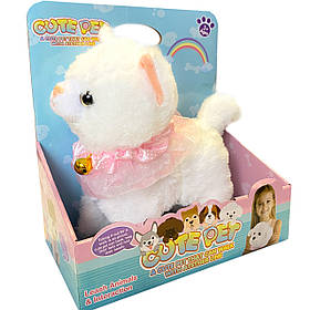 Кошеня, котик на повідку, білий, ходить, нявкає, виляє хвостом, на бат, повідець пульт керування, 24*13*20 см (933-29Е)