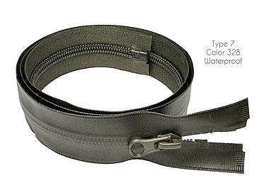 Спіральна блискавка 80см Темний хакі прогумована водовідштовхувальна Тип7 Kiwi Water proof