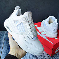 Зимние женские кроссовки Nike Air Jordan 4 Retro ЗИМА. Белые кроссы Найк Аир Джордан 4 С МЕХОМ.