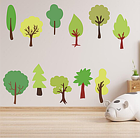 Виниловая интерьерная наклейка цветная декор на стену, обои и другие поверхности "Деревья. Зеленые деревья" с