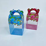 Коробка для сувенірів, 85*85*110 мм, пластик, "Квіти", блакитна, фото 2