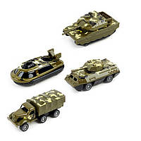 Набор военных машинок 1:64 Bambi 3313-44 металл-пластик, 4 шт Зеленый, Toyman