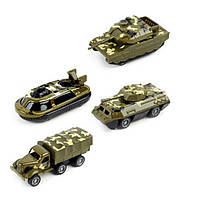 Набор военных машинок 1:64 Bambi 3313-44 металл-пластик, 4 шт Зеленый, Vse-detyam