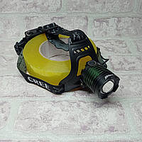Налобный фонарик на аккумуляторе светодиодный фонарик с линзой на голову с зарядкой для 18650 от сети и 12 В