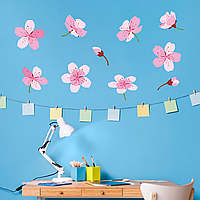 Виниловая интерьерная наклейка цветная декор на стену, обои и другие поверхности "Розовые цветы. Цветы" с