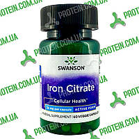 Мінерали Залізо Цитрат Swanson Iron Citrate 25 мг Cellular Health, 60 капс