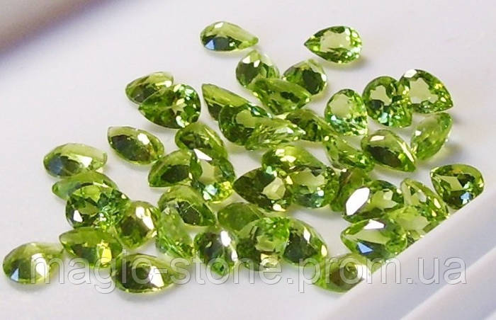 Перидот Хризолит натуральный груша 8х6 мм, проверено геммологом (ID ...