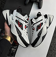 Мужские зимние кроссовки Nike M2K Tekno Mid White Black Red winter Fur Найк М2К Текно с мехом высокие