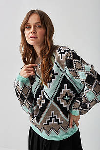 Жіночий в'язаний джемпер "Бренді", молодіжний теплий светр з орнаментом