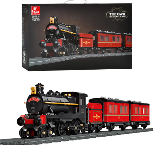 Конструктор для дітей "Залізниця 59001" 78 см, паровоз із вагонами 789 деталей.