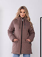 Женская непромокаемая куртка, евро зима. батал арт. 957 цвет коричневый/кофе