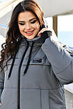 Жіноча зимова куртка плащівка на силіконі 200 розміри батал, фото 3