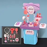 Дитячий ігровий набір косметики для макіяжу, Набір візажиста перукаря іграшковий у валізі для дітей