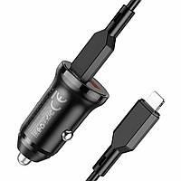 Автомобільний зарядний пристрій BOROFONE BZ18A PD20W+QC3.0 car charger set(Type-C to iP) 18W Black