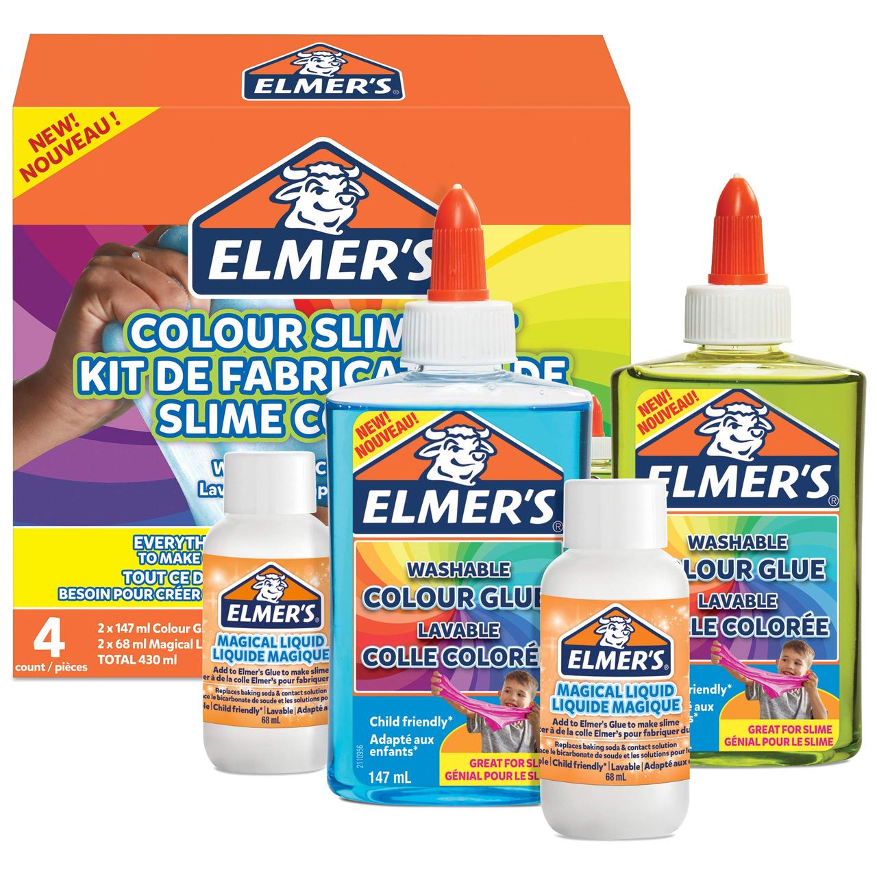 Набір для створення слаймів Elmer's Colour Slime Kit 4 шт Активатор та Клей Кольоровий (00302)