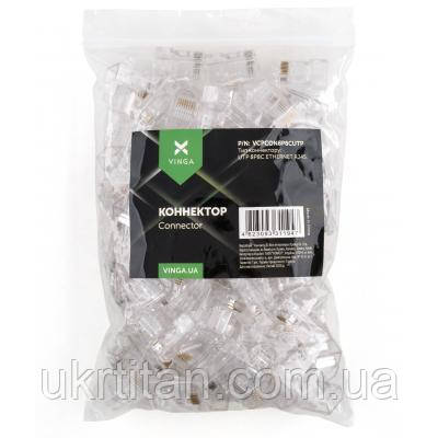 Оригінал! Конектор Vinga RJ-45 UTP 100 шт. (VCPCON8P8CUTP) - Вища Якість!, фото 1