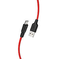 Кабель HOCO X21 Plus USB to Micro 2.4A, 2m, silicone, silicone connectors, Black+Red