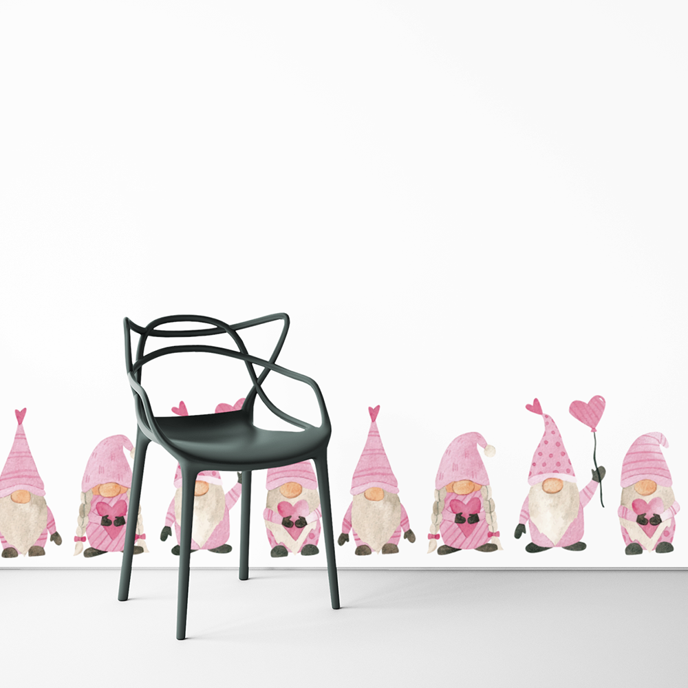 Вінілова інтер'єрна наклейка кольорова декор на стіну, шпалери та інші поверхні "Гноми. Рожеві гноми" з оракалу