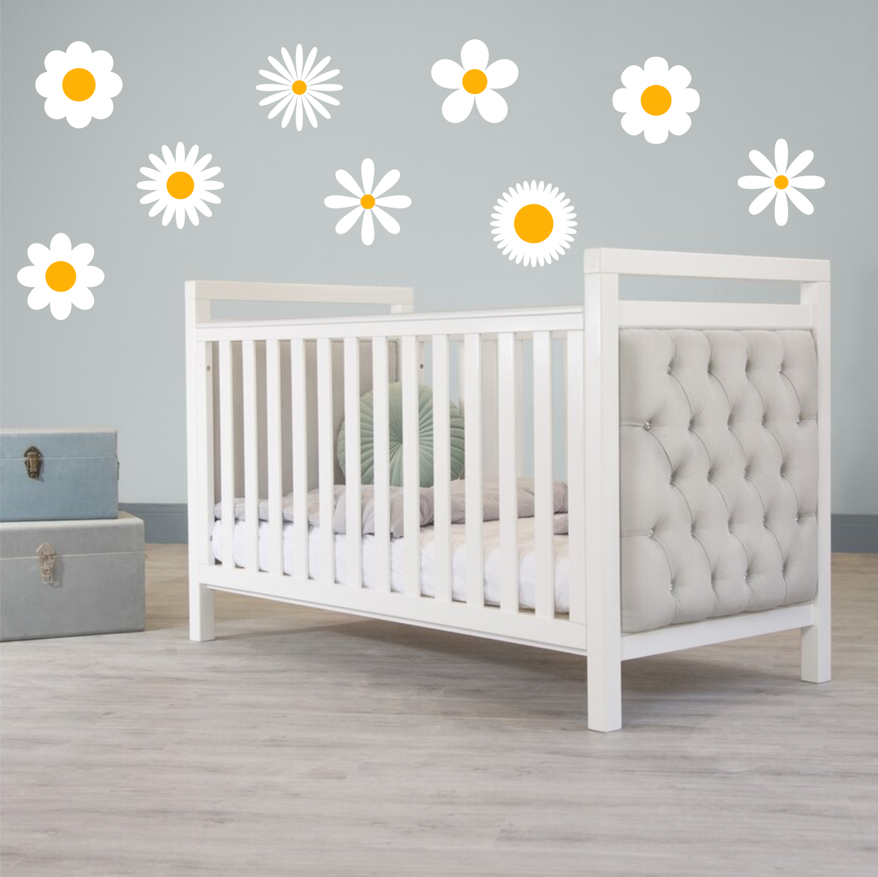 Вінілова інтер'єрна наклейка кольорова декор на стіну, шпалери та інші поверхні "Ромашки різної форми. Квіти" з оракалу