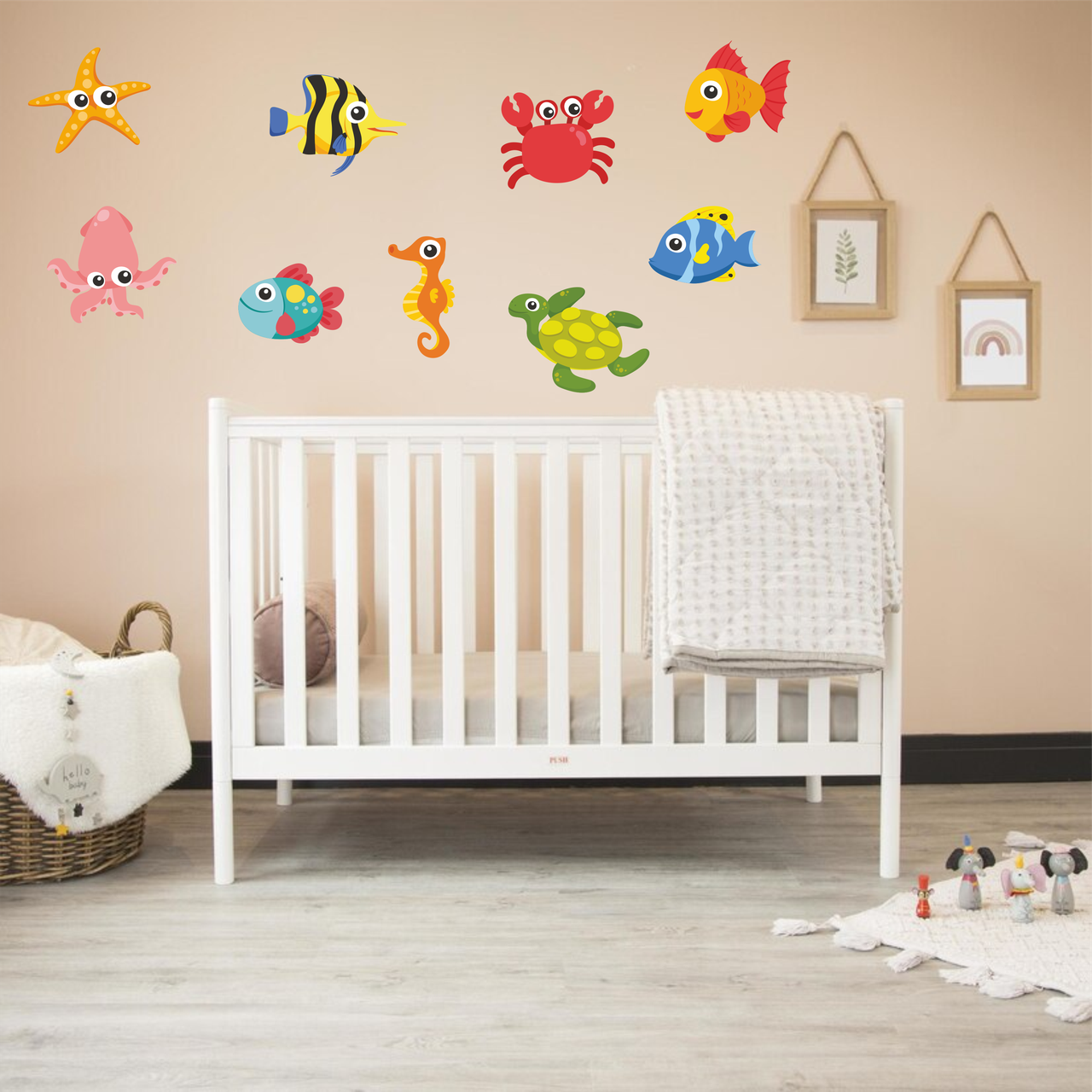 Вінілова інтер'єрна наклейка кольорова декор на стіну, шпалери та інші поверхні "Підводний світ. рибки" з оракалу