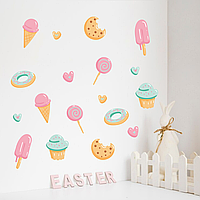 Виниловая интерьерная наклейка цветная декор на стену, обои и другие поверхности "Мороженое. Леденцы" з