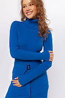 Женский теплый длинный вязанный свитер с воротом цвета ультрамарин (синий). Модель SW927