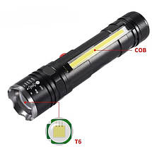 Ліхтар Police T6-26+T6+COB, 1x18650, магніт, zoom, ЗУ microUSB, фото 4