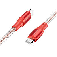 Кабель BOROFONE BX96 Ice crystal 60W silicone charging data cable Type-C to Type-C Red