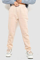 Спорт штаны женские на флисе, цвет светло-бежевый, размер M, 214R109