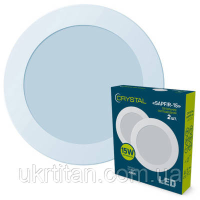 Оригінал! Світильник CRYSTAL SAPFIR-15W 4000K 2шт. (DNL-004) - Вища Якість!, фото 1