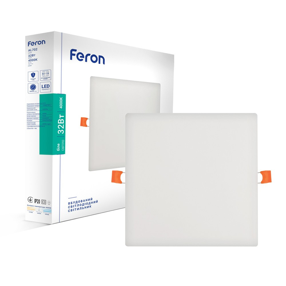 Вбудований світлодіодний світильник Feron AL702 32W, фото 1