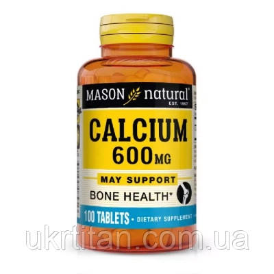 Оригінал! Мінерали Mason Natural Кальцій 600 мг, Calcium 600 mg, 100 таблеток (MAV08531) - Вища Якість!, фото 1
