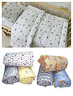 Дитяча ковдра 110х140 см з подушкою в ліжечко, дитяча ковдра синтепон