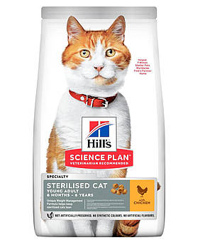 Сухий корм Хіллс для стерилізованих кішок Hills Science Plan Young Adult Sterilised Cat курка 15 кг