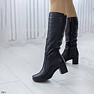 Жіночі чоботи зимові на невисокому підборі з натуральної шкіри 36-41, фото 10