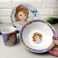 Детская посуда 3 предмета с мульт-героями София керамика