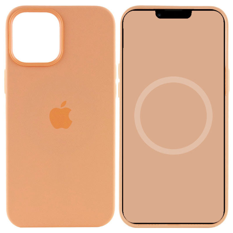 Чохол Silicone case (AAA) full with Magsafe and Animation для Apple iPhone 15 Pro Max (6.7") Червоний / Guava Помаранчевий/Orange Sorbet