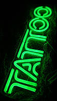 Неонова світлодіодна зелена LED вивіска, світловий напис Tattoo для тату салонів 42x10см