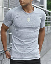 Чоловіча спортивна футболка з Гербом України сіра з Тризубцем