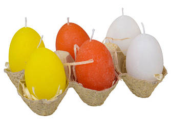 Набір свічок "Яйця" у лоточці, кольору асорті 065-041