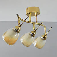 Люстра стельова на три лампи цоколь Е27 (мараморного кольору + золото)