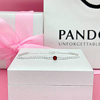 Серебряный браслет Pandora "Блистящее красное кольцо с паве"