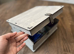 Шкатулка для чаю (6 видів чаю) 24х24х10 см, колір сірий, фото 2