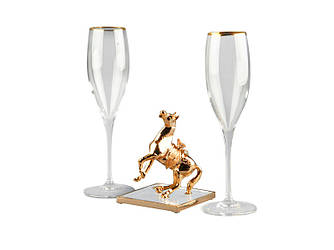 Набір келихів для шампанського 2 шт. 250 мл із фігуркою "Лошадь" 13 см 316-728