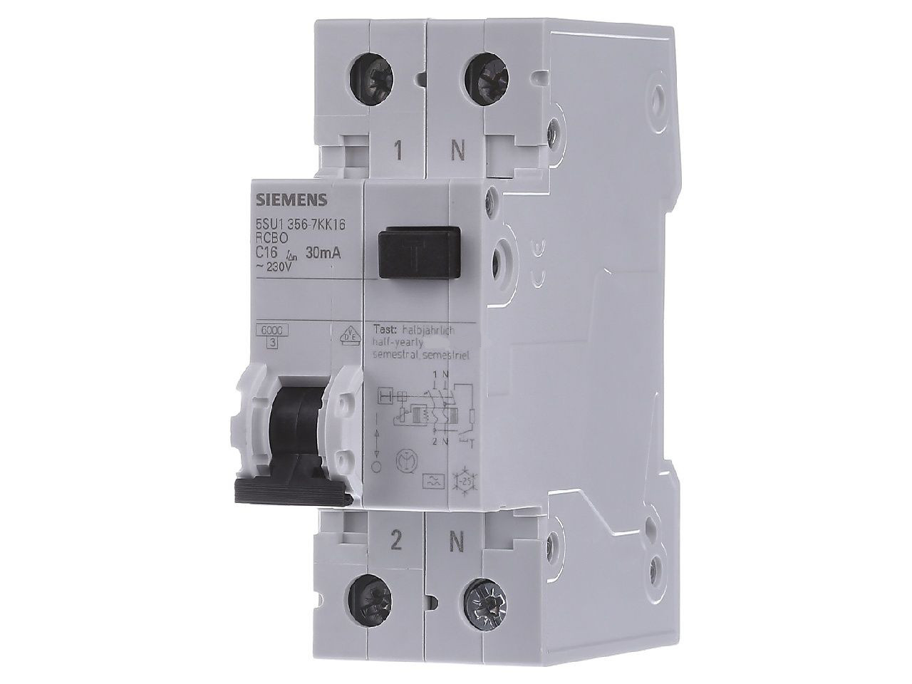 Диференційний вимикач SIEMENS тип AC 30мА 1+N-P B25 6кA 5SU1356-0KK25