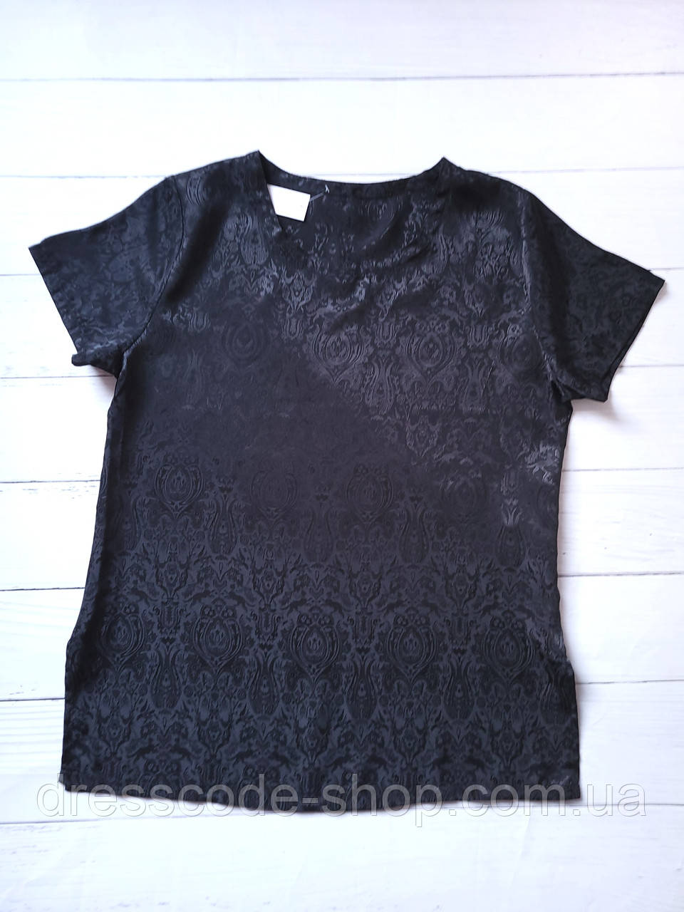 Блуза жіноча літня однотонна в узор Marks&Spenser Чорна