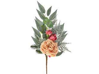 Декоративна гілочка з морозною трояндою 55 см 675-032