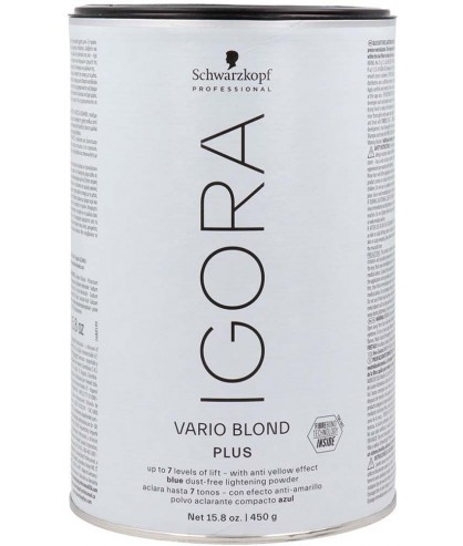 Освітлюючий порошок білий Schwarzkopf IGORA VARIO BLOND PLUS 450g ігора біла банка, пудра освітлююча