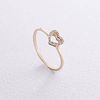 Кольцо "Сердечко" с бриллиантами (желтое золото) кб0509z